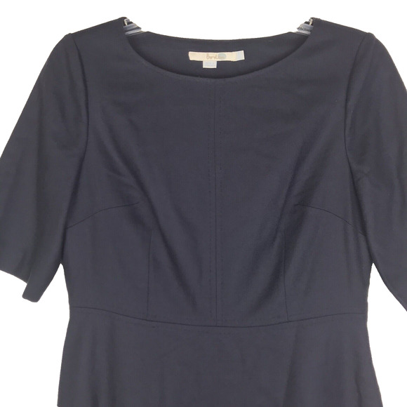 Boden Dress Wool Blend Short Sleeve Fit & Flare Navy Lined US 6 Petite UK 10P - Picture 2 of 10